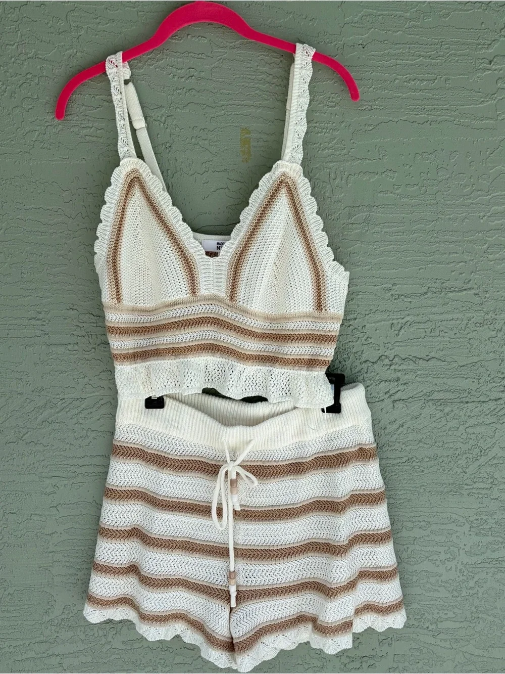 Madden NYC Crochet Tank Top and Shorts Set - Size XL